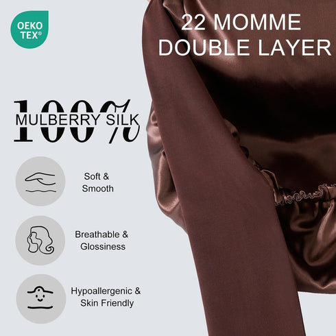 22 Momme Silk Sleep Cap with Ice Silk Band (T)